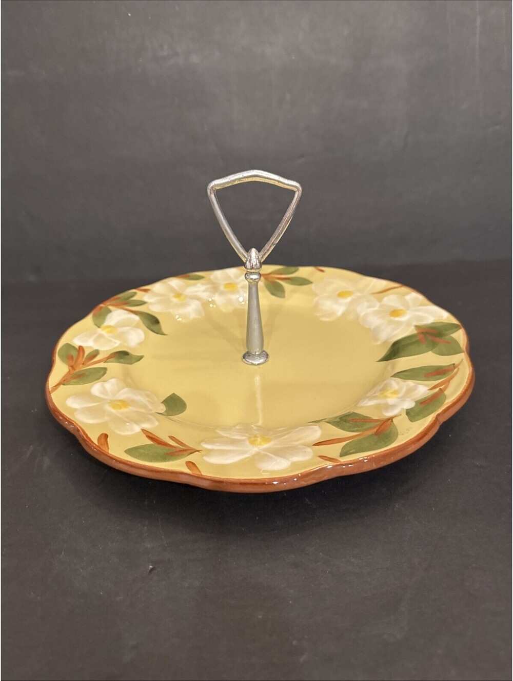 Stangl Hand Painted White Dogwood 10" Tidbit Plate Serving Tray
